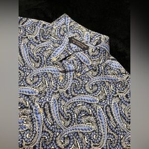 Roundtree & Yorke Mens Button-down Long Sleeve Shirt, Paisley/Multicolored, LG.
